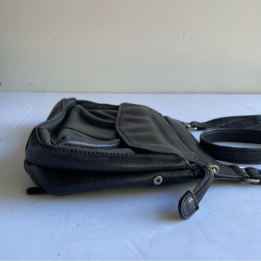 FOSSIL Purse Classic Black Vintage Pebbled Leather Crossbody Shoulder Bag 75082 - Picture 4 of 15